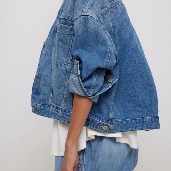 Free People We The Free  Opal Swing Denim Jacket - Picture 2 of 6